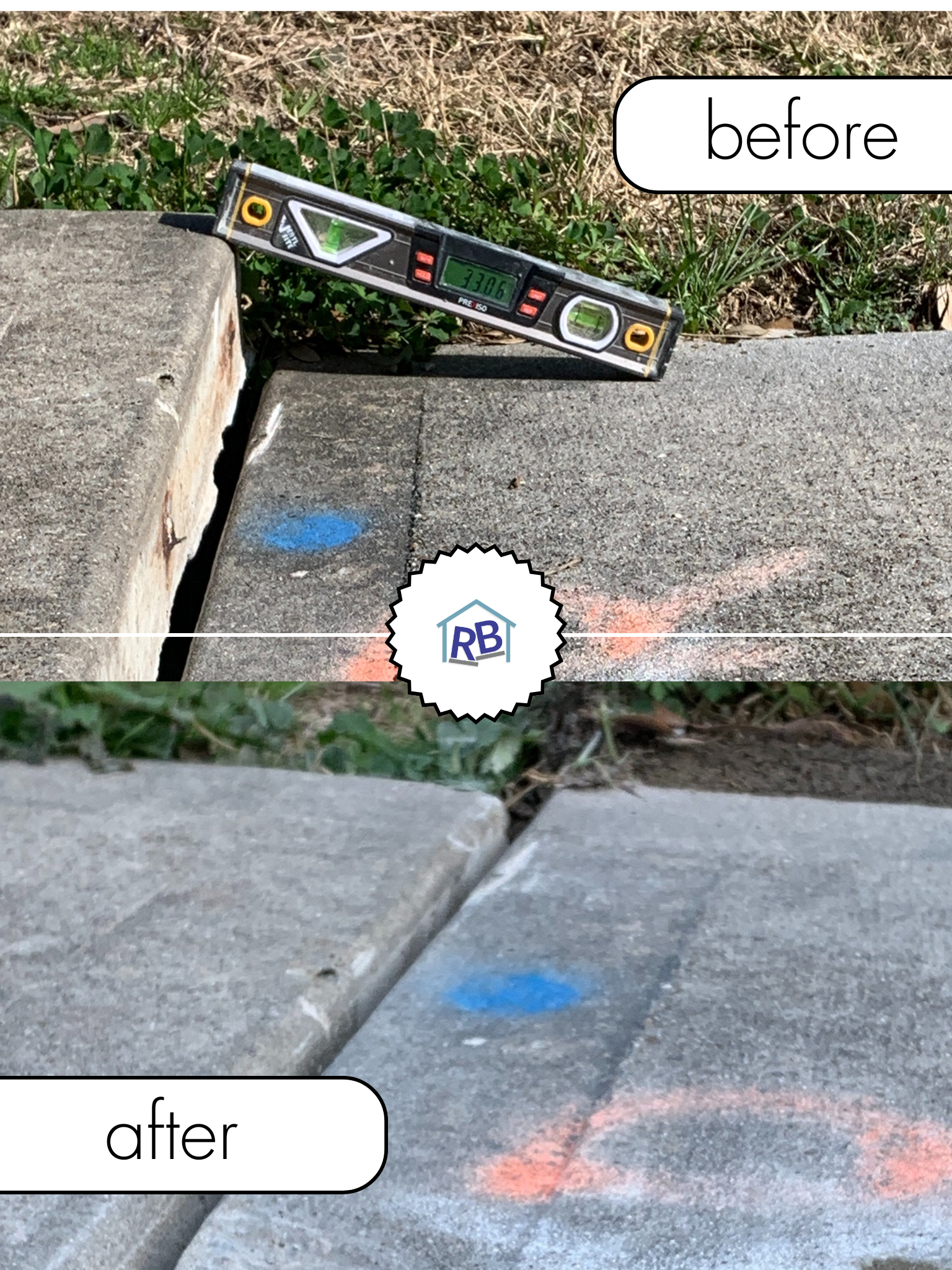 Uneven sidewalk panels creating a trip hazard before repair